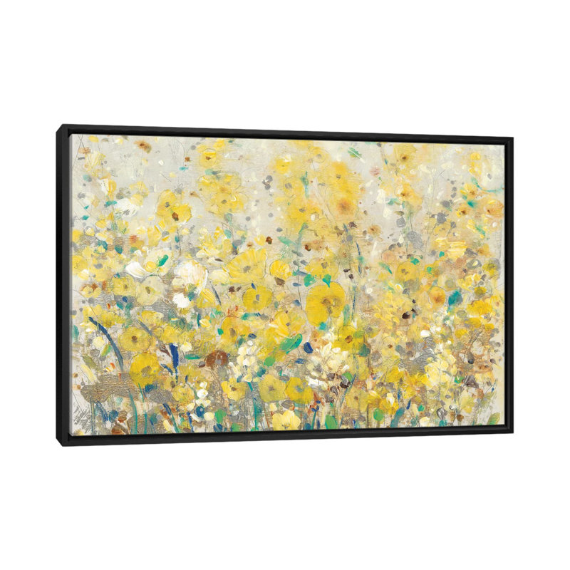 «Cheerful Garden I», impression sur toile, H 18 po x l 26 po x P 1,5 po, Toile avec cadre noir, Pas de tapis