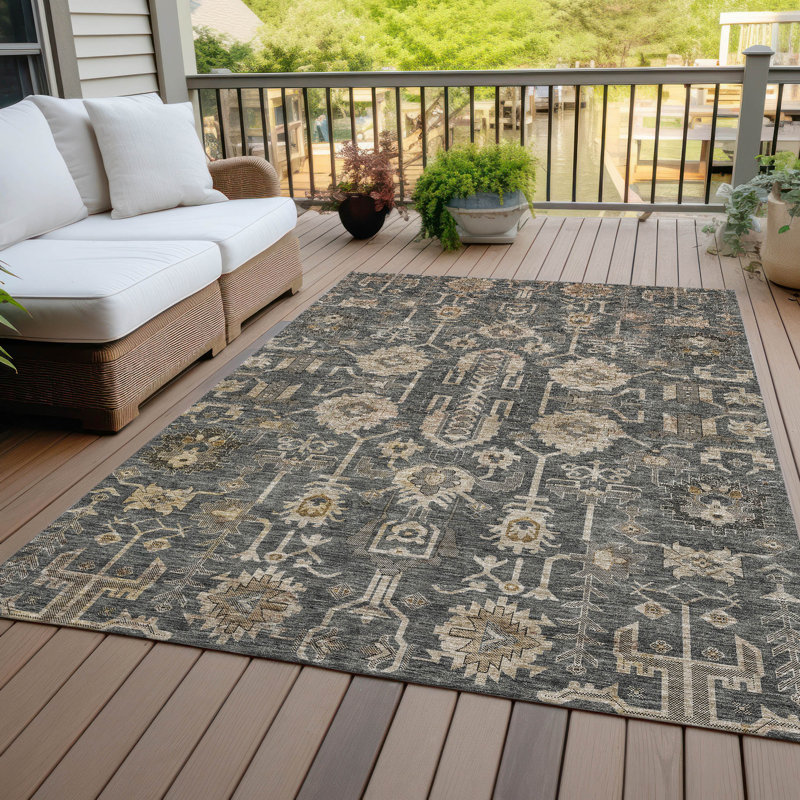Myda Washable Oriental Indoor / Outdoor Rug, Rectangle 2'6" x 3'10"