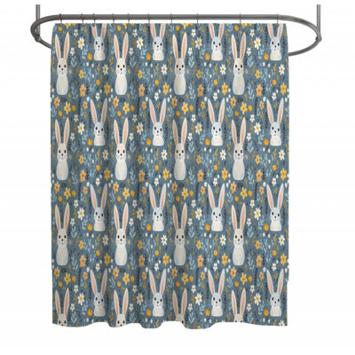 Bunnies Illustration Warm Yes Shower Curtain with Hooks Included