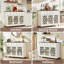 Buffet Farmhouse - Crédence 48 "avec 3 portes en verre, 3 tiroirs et tablettes réglables, blanc