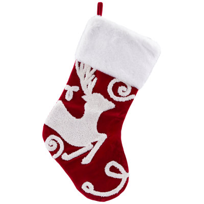 Bas de Noël brodé renne et flocon de neige - 20 po - ensemble de 3