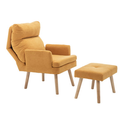 Chenille Upholstered Lounge Chair with Footstool