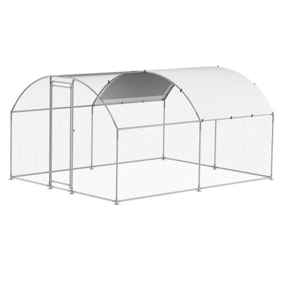 Metal Chicken Coop 9.8X13.1X6.5 Ft Walk-In Chicken Run With Cover Doom Roof