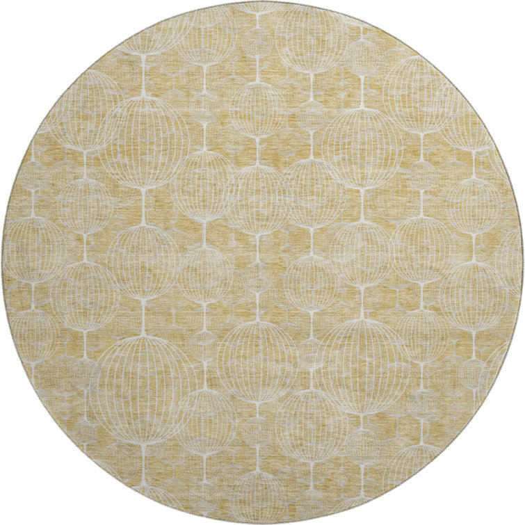Premium Machine Washable Prisco Gold Rug