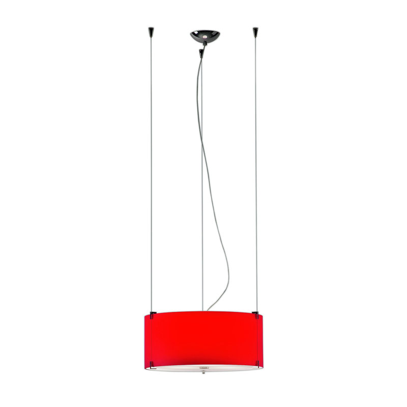 3 - Light Drum Pendant, Opal Red, Nickel