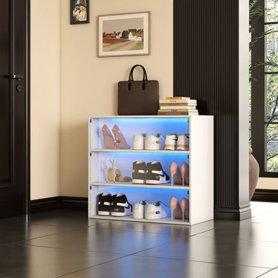 Boîte à chaussures en verre blanc avec porte - compartiment pratique et élégant