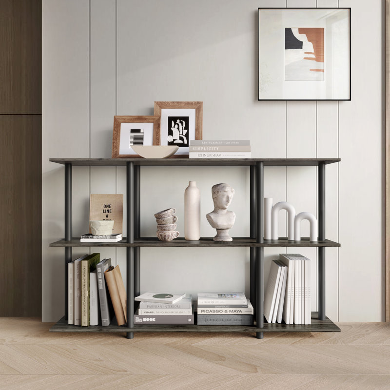Easy Twist Assembly 3-Tier Wide Display Shelf In Dark Grey, Dark Grey
