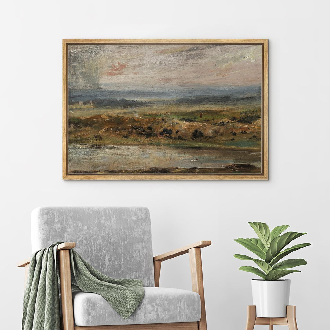 Rustic Countryside Village River Nature Landscape Farmhouse Décor Large Frame Canvas Print Wall Art IDEA4WALL 