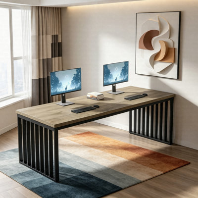 Bureau double 78,74 "pour deux personnes, bureau d'ordinateur double avec poste de travail