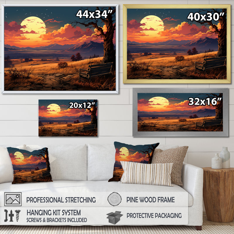 Coucher de soleil silhouette, Toile tendue, H 12 po x l 20 po x P 1 po