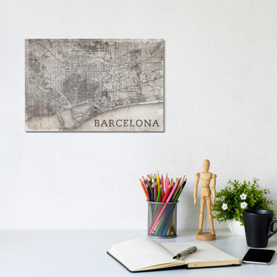Map Barcelona - Wrapped Canvas Print