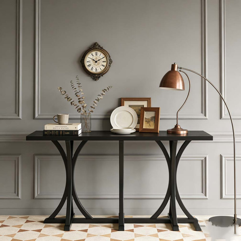Console en chêne avec placage en bois, Noir