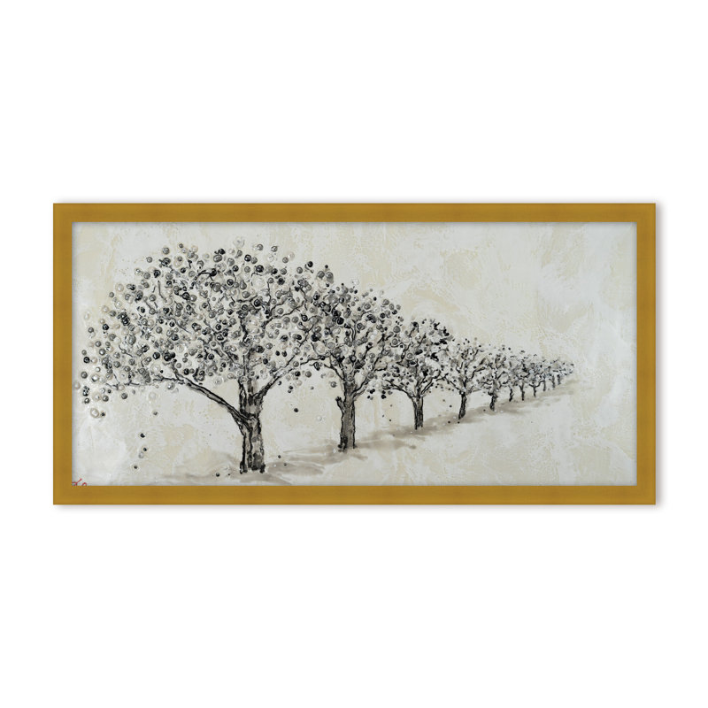 Nature Inspired "Echoes of the Forest" Canvas Wall Art By Karen Biery, 12" H x 24" W, Framed Matted Print, Beige