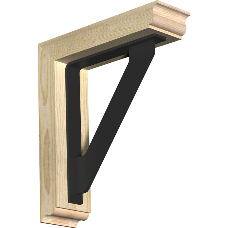Support traditionnel en fer simple de 2 po d'épaisseur, H 20 po x P 18 po, Sapin Douglas (l 4 po x P 4 po)