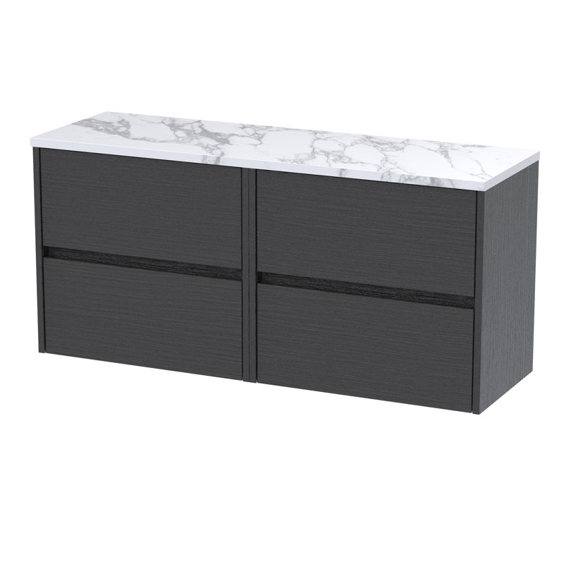 Havana 120.5cm Double Bathroom Vanity Base Only, Graphite Grey Woodgrain