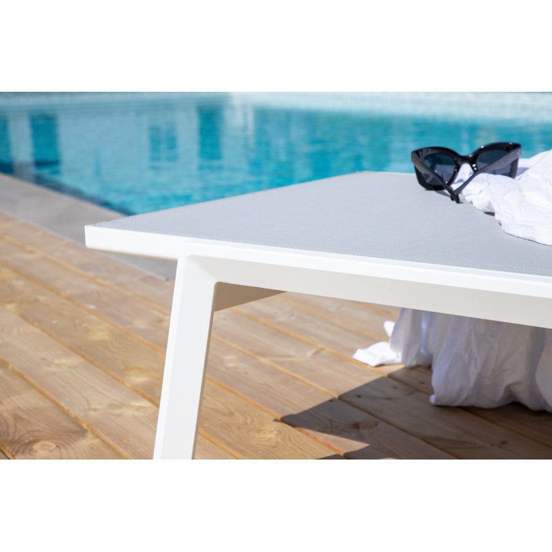 Fedele 196cm Long Reclining Single Sun Lounger, White