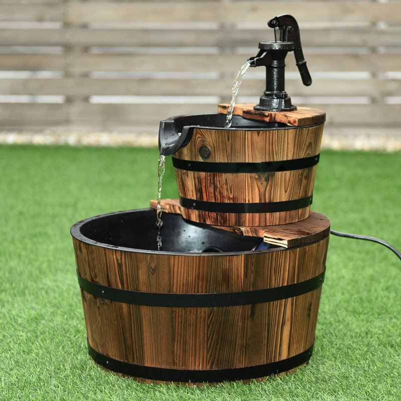 Outdoor Wood Weather Resistant Cascade Fountain