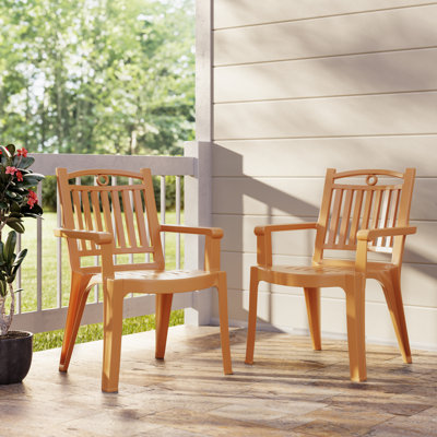 Kiayla Plastic Outdoor Stacking Dining Armchair