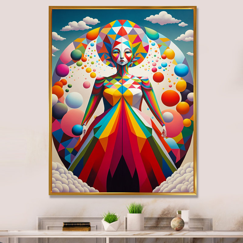 Abstrait arc-en-ciel, portrait sur toile, H 20 po x l 12 po x P 1 po, Cadre flottant doré