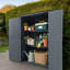 Armoire de rangement extérieure en métal et bois à deux portes - Remise de jardin à 3 compartiments