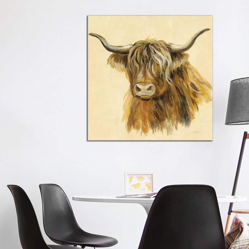 Highland Animal Cow by Silvia Vassileva - Wrapped Canvas Painting, 93.98 cm H x 93.98 cm W x 1.91 cm D