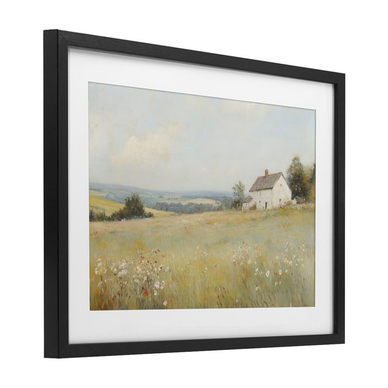 «Little House Prairie Landscape», reproduction d'art sous verre encadrée par Petal Prints Design, H 17 po x l 23 po