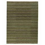 Wool Striped Area Rug in Green/Yellow