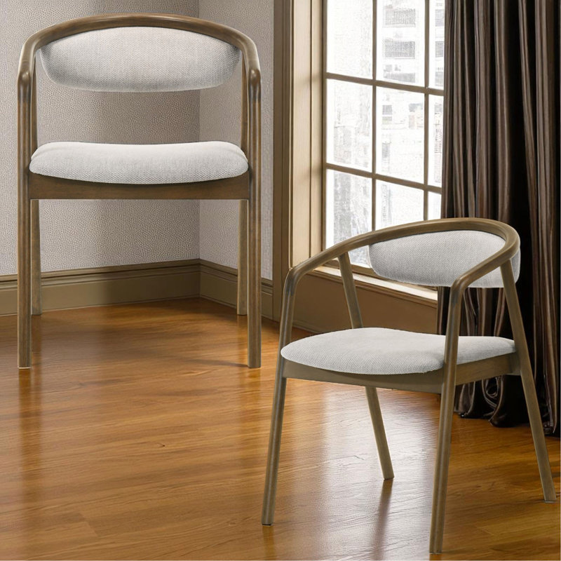 Chaise d'appoint en chenille et noyer Delina