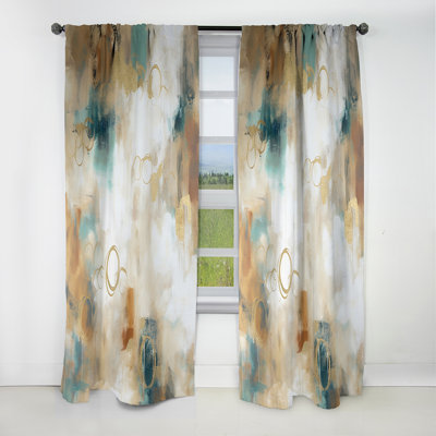 Rideau de minimalisme abstrait Gilded Daydream VI - rideau occultant en velours - 1 panneau