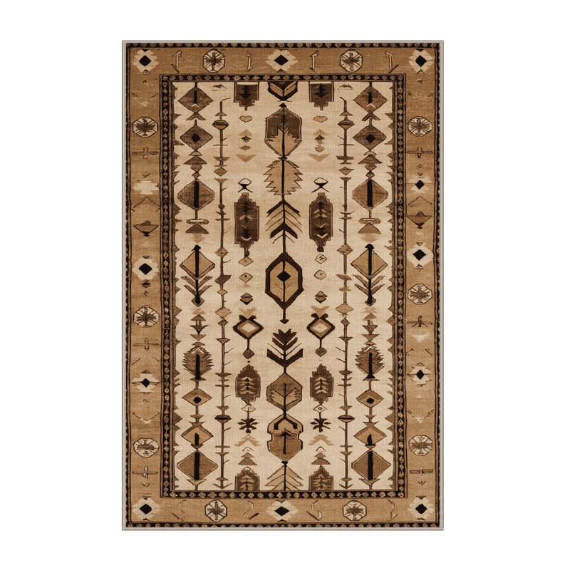 Tapis brun lavable à la machine, Rectangle 7 pi x 9 pi