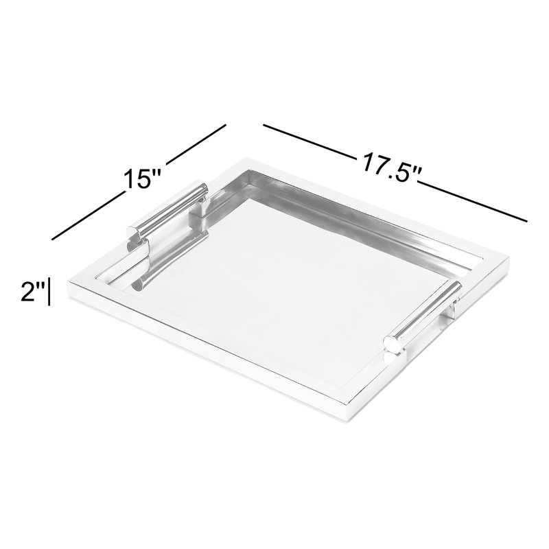 Morante Stainless Steel Rectangular Serving Tray, Silver