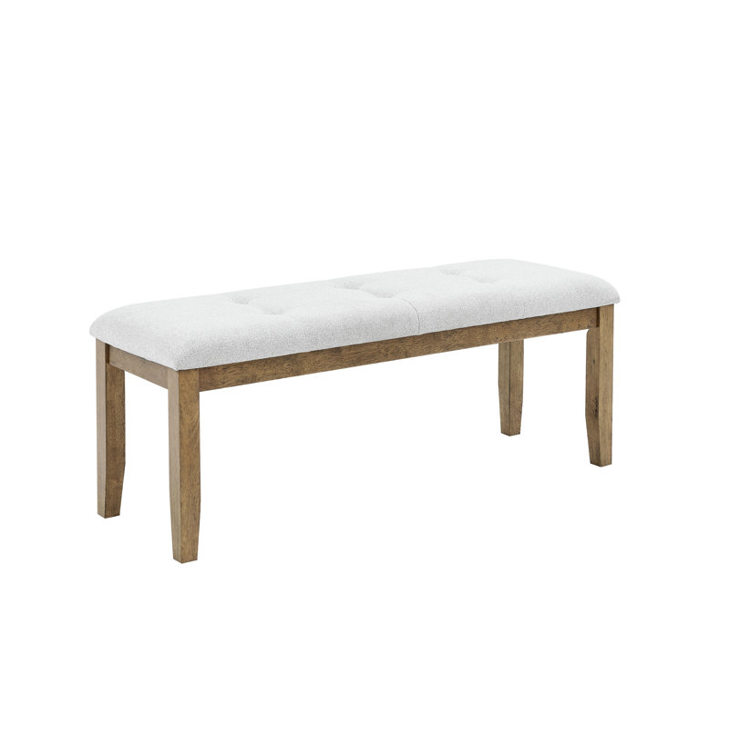Dining Bench In Gray Fabric With Walnut Oak Finish, 48 Inches Wide, 16 Deep, Seating 2, Rubberwood And Cotton For Conversos 48"W Oak, 16"D, Events