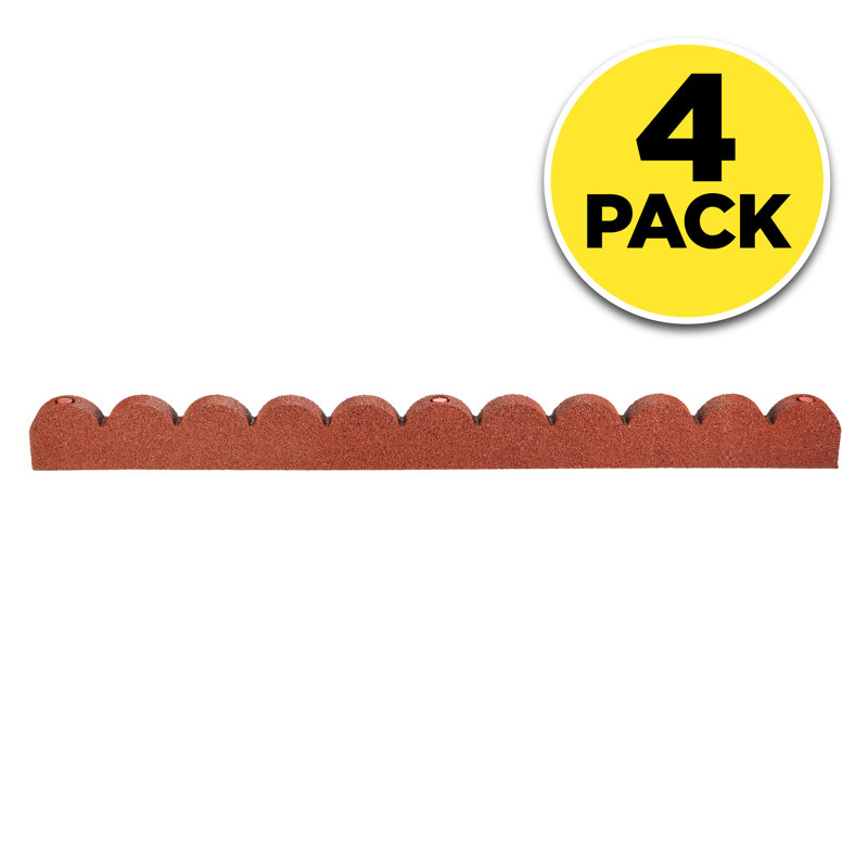 4ft. Red SmartLoc Scallop Rubber Landscape Lawn Edging