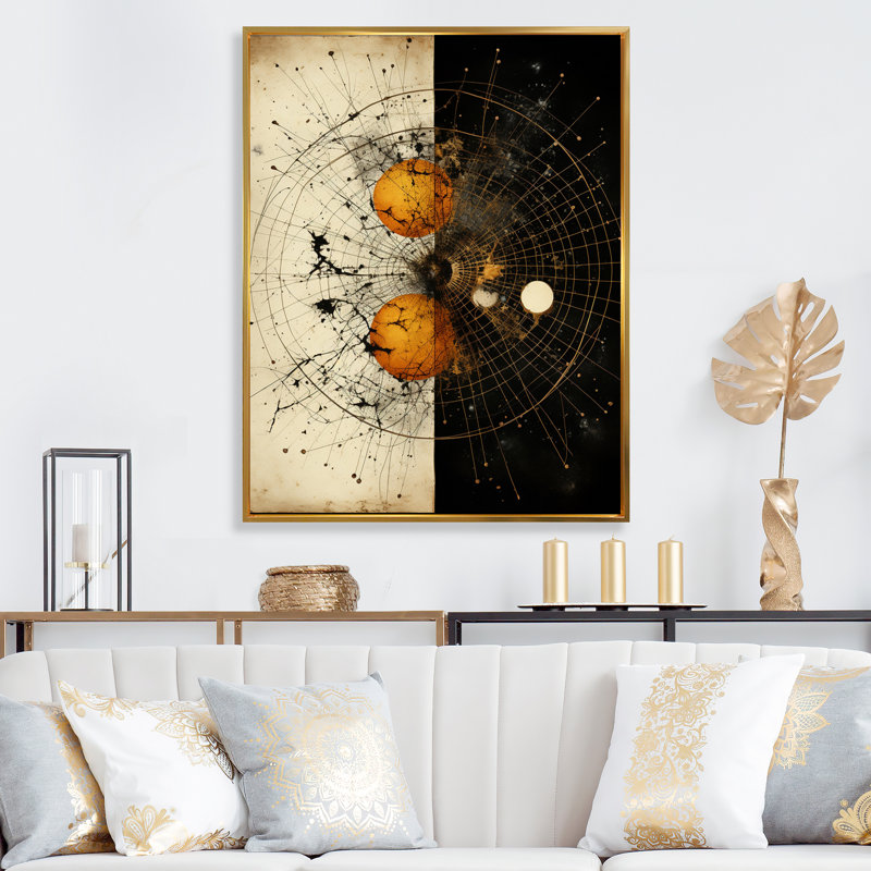 Art mural sur toile New Harmony, Cadre flottant doré, H 44 po x l 34 po x P 1,5 po