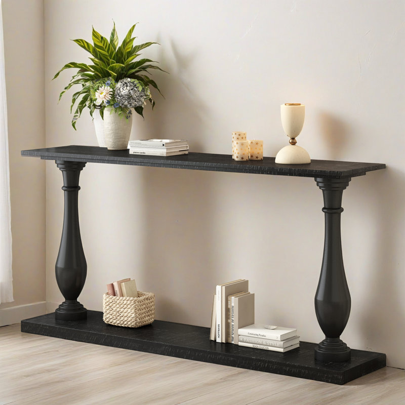 Console en bois massif Luster 63 ", Noir