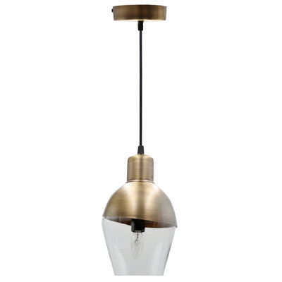 Luminaire suspendu 6 po en métal et verre asymétrique Jarett