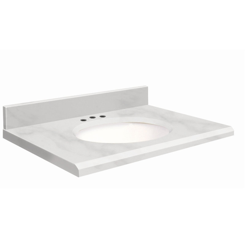 Dessus de salle de bain simple 49 po meuble-lavabo, Décalé de 8 po, Blanc
