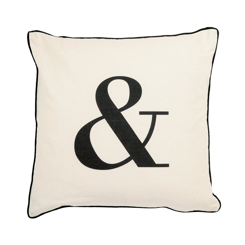 You and Me & Print Cotton Throw Pillow, No Fill, &