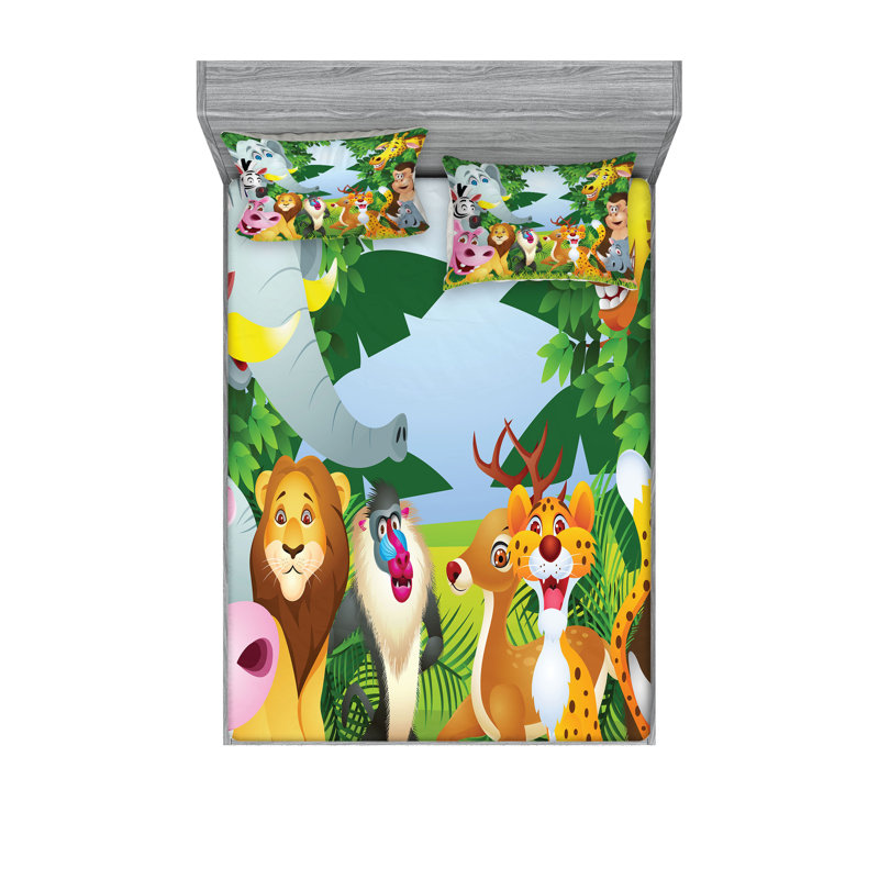 Multicolore drap-housse et coussin décoratif Ambesonne, Ensemble de draps pour très grand lit californien