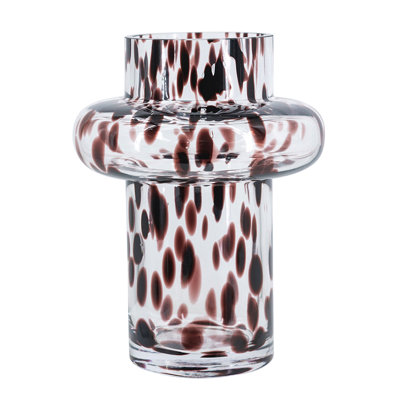 D6X8" Clear Glass Accent Vase With Artistic Amber Spots