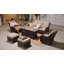 Ensemble de meubles de patio en osier 7 pièces avec foyer de 54 pouces Cracraft, ensemble de sièges d'extérieur toutes saisons, chaises berçantes pivotantes pour cour, porche, bord de piscine, jardin, terrasse-1296493058