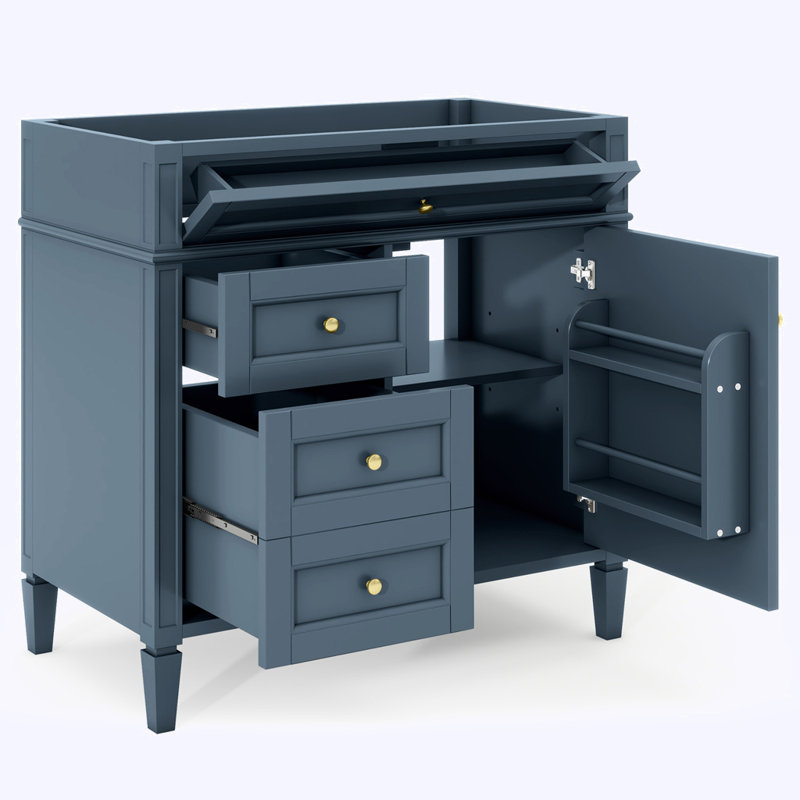 Meuble-lavabo moderne sans lavabo supérieur, Bleu