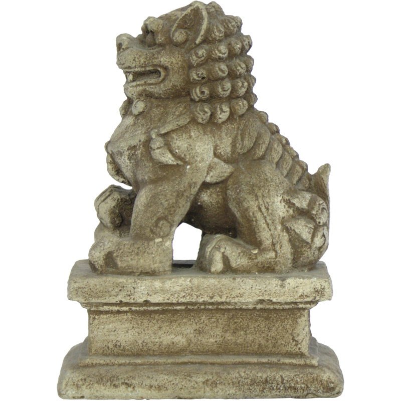 Temple Foo Dog Statue, Left, English Moss