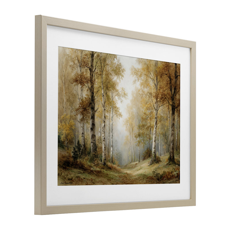 Birch Forest Pathway, reproduction encadrée sous verre, design par LSR Design Studio, H 13 po x l 16 po