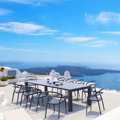 Ensemble repas de patio pour 10 personnes avec table extensible Comet