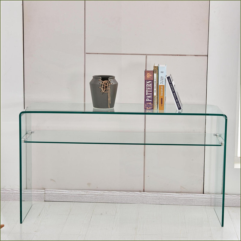 Table basse en verre avec bords arrondis, peu encombrante et facile à nettoyer pour le salon