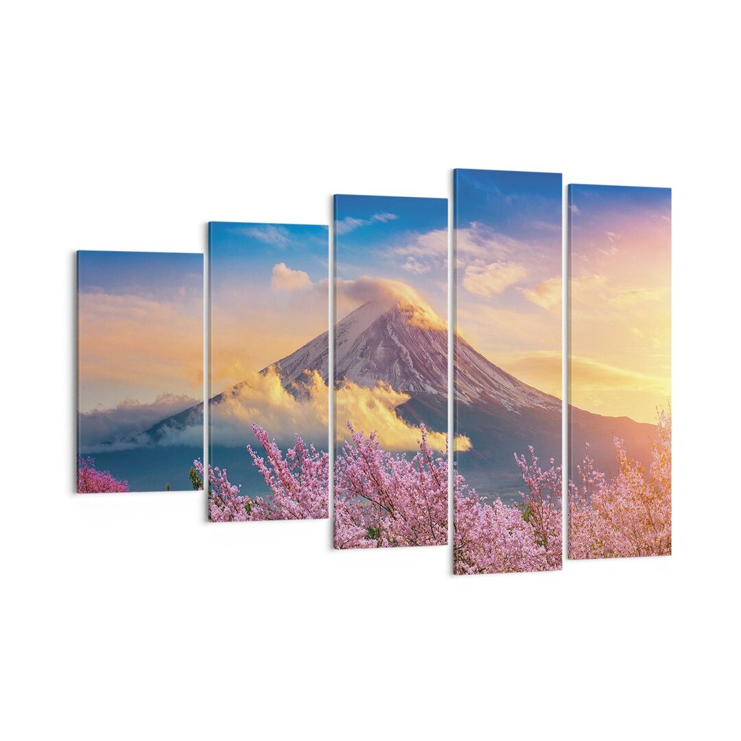 5-tlg. Leinwandbilder-Set Fuji Flower Cherry