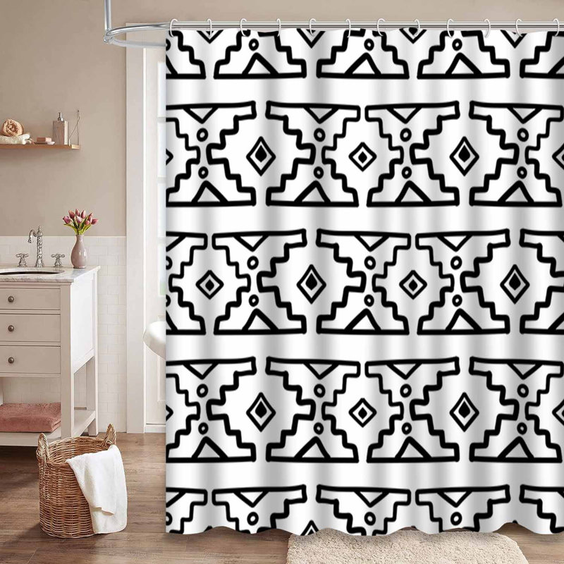 Rideau de douche noir avec 12 crochets, L 72 po x l 84 po