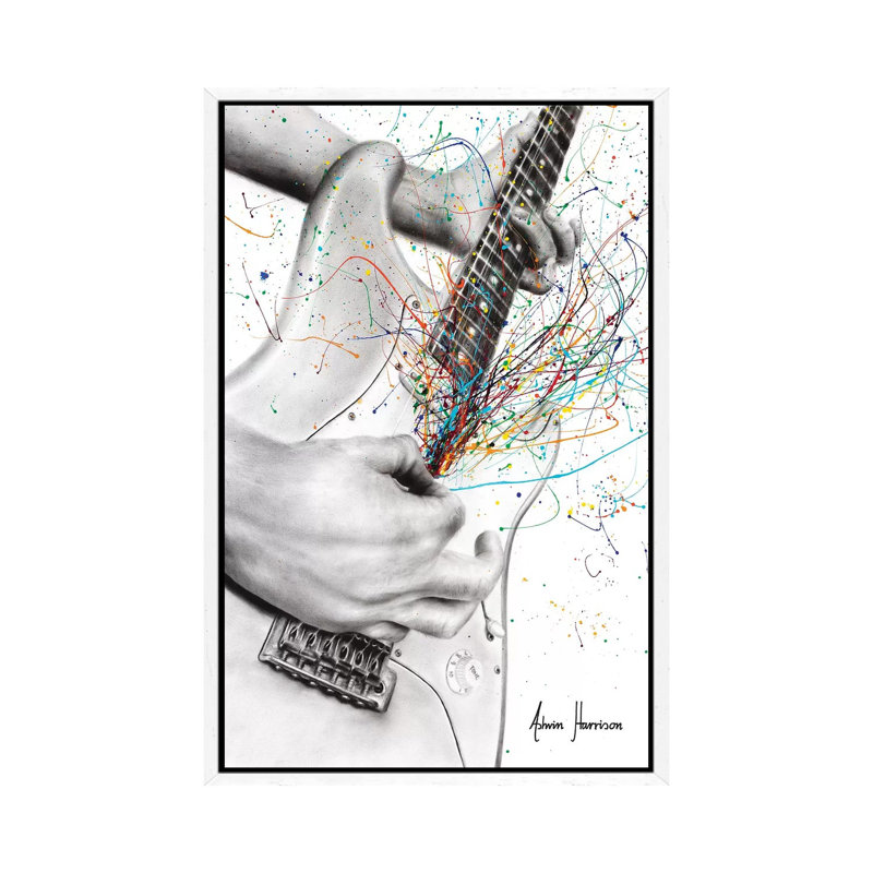 The Guitar Solo 1 Piece Wall Art on Canvas, 152.5 cm H x 101.5 cm W, White Framed