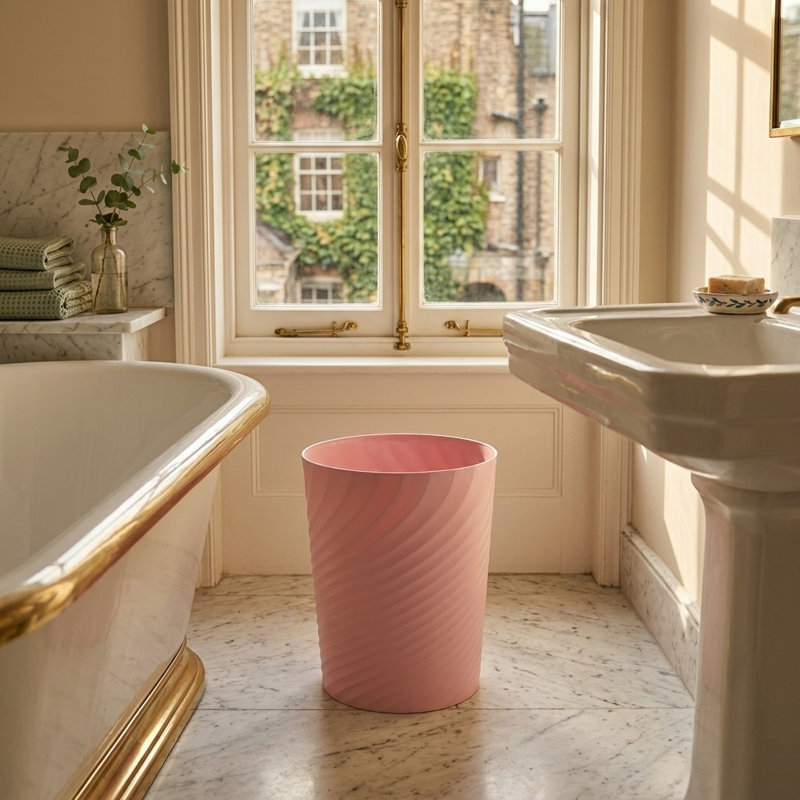 Pink 12L Plastic Waste Bin for Kids Room, Office, Kitchen